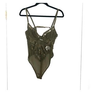 Army Green Delicate laced with underwire body suit